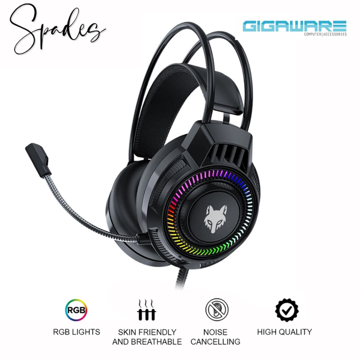 Gigaware XYH66 Gaming Headphones LED Wired Headset Noise Cancelling