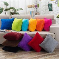 43x43cm/15.75x15.75 quot; Solid Cushion Cover Long Plush Decorative Throw Pillow Cover Seat Sofa Embrace Pillow Case Home Decor