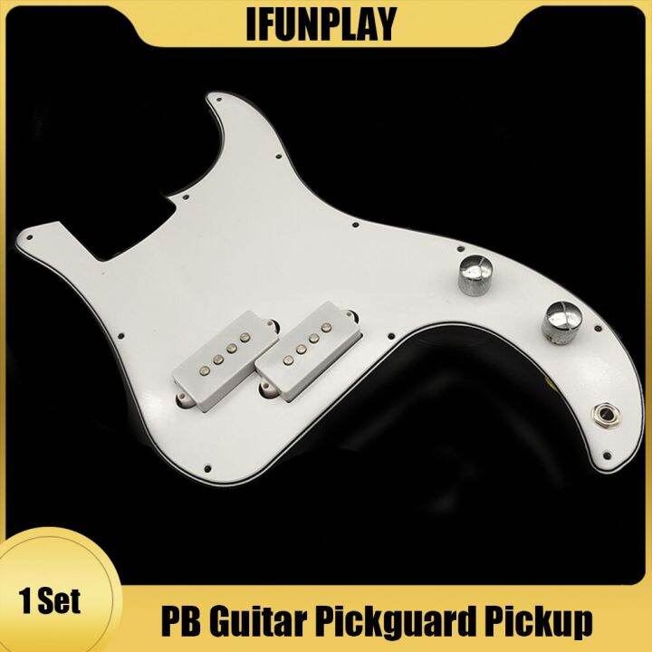 P Bass Prewired Loaded Pickguard Pickup For Precision Bass Guitar 3 Ply Pb Pickups Black White 9689