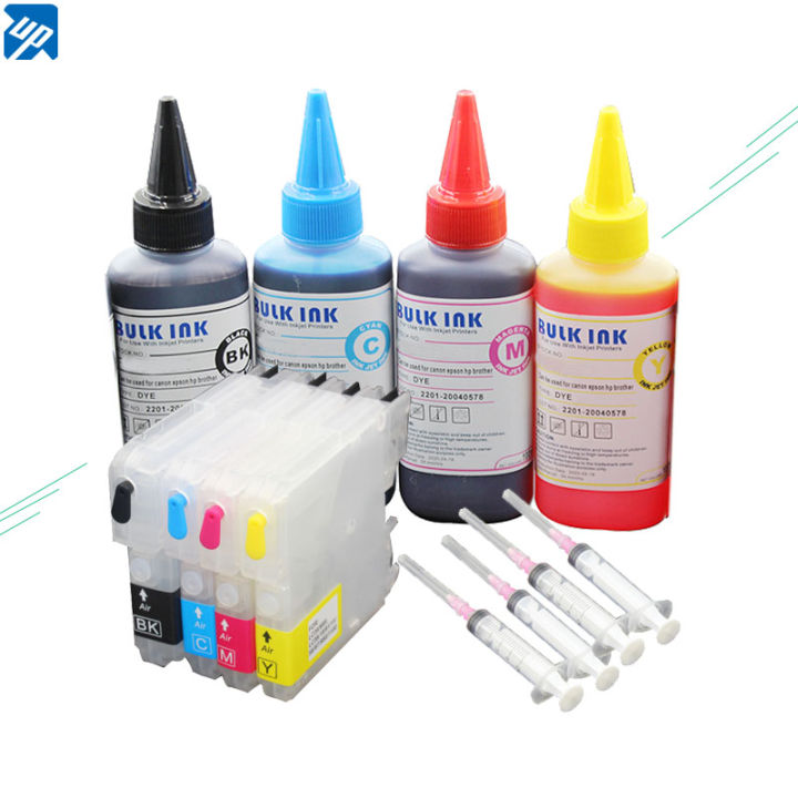 LC38 LC39 LC61 LC65 LC980 LC985 LC990 LC1100 Refillable Ink Cartridge For Brother DCP-J125 185C 195C J315W with 400ML Refill Ink
