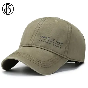 FS Trendy Army Green Corduroy Baseball Caps For Men Streetwear