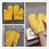 1Pcs Grilling Cooking Bbq Gloves Oven Gloves Cotton Insulated Baking Heat Resistant Mitts Non-Slip Hand Clip Kitchen Tool