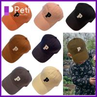 PETI JEWELLERY สีทึบทึบ ปักตัวอักษร P ที่บังแดด สำหรับเด็กๆ หมวกลำลอง หมวกแก๊ปเบสบอล หมวกฮิปฮอป หมวกกันแดดกันลม