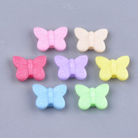 200pc Opaque Solid Color Acrylic Beads Butterfly Mixed Color 11x14x4mm Hole: 1.8mm