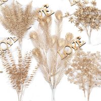 Golden Artificial Plants Simulation Plastic Plants for Christmas Decor Home Living Decoration Party Wedding Flower Arrangement Artificial Flowers  Pla