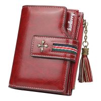 【CC】 Fashion Small wax Leather Wallet   Hasp Card Woman Short Credit Holder Purse
