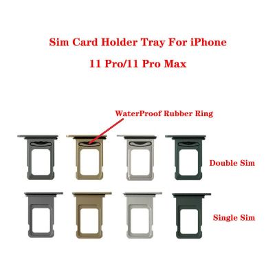 อะแดปเตอร์สำหรับ iPhone 11 Pro Max,ถาดใส่ซิมการ์ดไมโครพร้อมอะไหล่ที่แหวนยางกันน้ำ