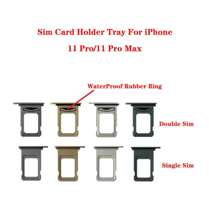 อะแดปเตอร์สำหรับ-iphone-11-pro-max-ถาดใส่ซิมการ์ดไมโครพร้อมอะไหล่ที่แหวนยางกันน้ำ