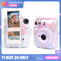 ?newdv2 เคสใส่กล้องเดินทางแบบพกพา1ชิ้นสำหรับ Fujifilm Instax Mini 12โปร่งใสเคสกล้องฝาครอบป้องกันพร้อมสายคล้องไหล่