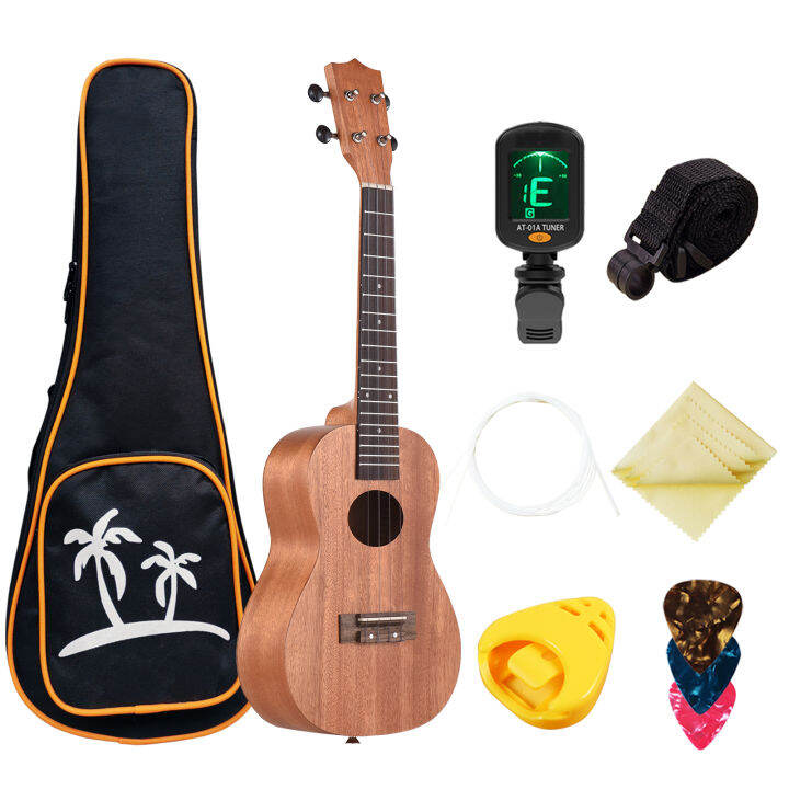 Ukulele Soprano Uke 21 23 Inci, 4 Senar Gitar Hawaii Bahan Mahoni Sisi Belakang Rosewood dengan