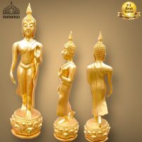 (พร้อมส่ง)พระพุทธรูปปางลีลาประทานพร ศิลปะสุโขทัยโบราณ เนื้อเรซิ่น สีชุบทอง กว้าง 4 นิ้ว สูง 10 นิ้ว บูชาเสริมศิริมงคล หรือนำไปถวายสังฆทานได้