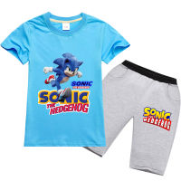 Sonic The Hedgehog ชายหญิงเสื้อยืดกางเกงขาสั้นชุดผ้าฝ้ายแขนสั้นเสื้อกางเกง2ชิ้นชุดฤดูร้อนเสื้อผ้าเด็กสบายชุดนอน RT1554A