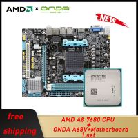 ใหม่ A8 AMD 7680 CPU 3.8GHz 45W PCIe 2.0 Quad Core Box Less + ONDA + A68v + เมนบอร์ด AMD FM2 DDR3เมนบอร์ด MATX เกมส์ PC