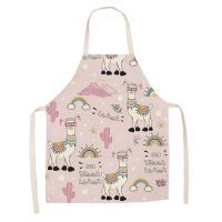 Alpaca Women Kitchen Aprons Waterproof Cooking Oil-proof Cotton Linen Antifouling Chef Apron Cleaning  Men Kid Aprons Delantal