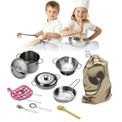 Cooking Set for Kids Kitchen Pretend Play Toys Stainless Steel 12pcs Kitchen Playset Pretend Cookware Cooking Utensils Toys for Toddlers &amp; Children dutiful