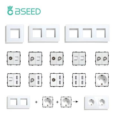 BSEED เต้ารับ USB มาตรฐานอียูทีวีอินเตอร์เน็ต RJ45เต้ารับไฟฟ้าติดผนังเฉพาะหน้าจอโทรศัพท์แบบ DIY