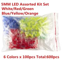 สี600pcs6X100ชิ้นสีขาวสีแดงสีเขียวสีฟ้าสีเหลืองสีส้ม5มิลลิเมตรนำแสงนุ่ม-ไดโอดเปล่งแสง3โวลต์โคมไฟชุดคิทสารพัน