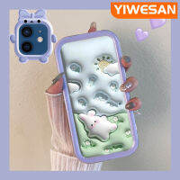 YIWESAN เคสสำหรับ iPhone 12 iPhone 12 Pro Max เคสลายการ์ตูนกล้องมอนสเตอร์ตัวน้อยสีสันสดใสลายกระต่ายดอกไม้3D นิ่มสำหรับเลนส์เคสมือถือกันกระแทกแบบใสเคสความคิดสร้างสรรค์โปร่งใสเรียบง่าย