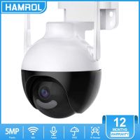 Hamrol UHD 5MP Smart PTZ WiFi IP Camera Color Night Vision Audio Outdoor Video Surveillance Camera CCTV Wireless Connect to Cellphone