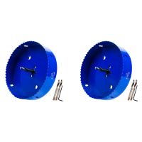 2pcs 6 Inch 152 mm Hole Saw Blade for Cornhole Boards/Corn Hole Drilling Cutter &amp; Hex Drill Bit Adapter (Blue)