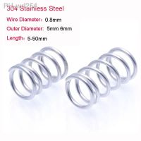 15pcs/lot 304 Stainless Steel Micro Small Compression Spring Wire Diameter 0.8mm OD 5mm 6mm Length 5mm to 50mm