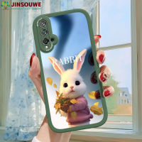 เคสมือถือ Jinsouwe เคส Nova5t สำหรับ Huawei Nova 5T,เคสปกหนังกระจกป้องกันเต็มรูปแบบลายกระต่ายการ์ตูนสำหรับเด็กผู้หญิง