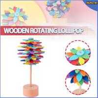 12cm Wooden Spinning Wand Rotating Lollipop Funny Stress Relief Toy Office Home Decoration