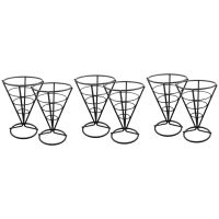 6 Pcs Wire Metal Food Racks Cone Fried Basket Serving Chips Stand Display Stands Chicken Holder