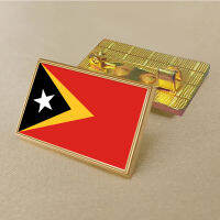 East Timor flag pin 2.5*1.5cm zinc die-cast PVC colour coated gold rectangular medallion badge without added resin