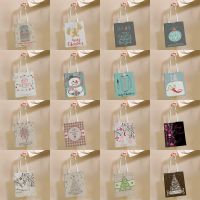 Christmas Cartton Creative Pattern Reusable Shopping Bag Canvas Tote Bags Printing Eco Bag Shopper Shoulder Bags