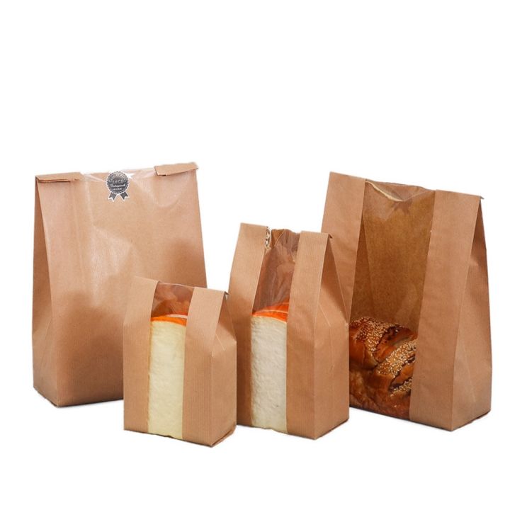 qqmall-25-50ชิ้น-ขนมปังอาหารลายทางถุงกระดาษขนมปังเบเกอรี่เบเกอรี่เบเกอรี่หลีกเลี่ยงน้ำมันขนมปังปิ้งของเล่นเด็กบาจา