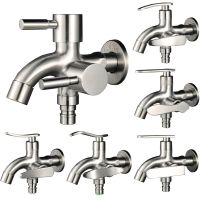 1PC 304 Stainless Steel Double Duo Outlet Garden Outdoor Bibcock Valve Faucet G1/2" Washing Machine Mop Pool Tap