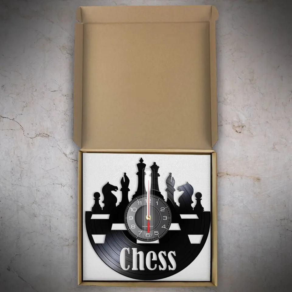 Chess Vinyl Album Re-purposed Record Clock Circular Layout Non-Ticking  Silent Wall Clock Hanging Home Decor For Chess Fanatic - AliExpress