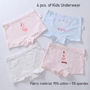 4 Cái Đồ Lót Trẻ Em Hình Chim Hồng Hạc Và Vương Miện Hoạt Hình 95% Cotton
