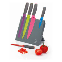 KitchenCraft Colourworks 5 pc Knife Set w/Magnetic Block ชุดมีด 5 เล่มพร้อมแท่นวางมีด รุ่น CWKNBMAG5PC