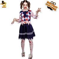 [COD] horror bloody zombie adult female student blood-stained plaid costume cosplay stage performance