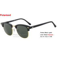 Classical Half-Rim Style Sunglasses Black Tortoise Acetate Metal frame Polarized Glass lens 49 51 size unisex summer dress