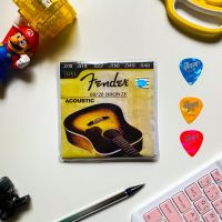 สายกีตาร์โปร่ง Fender 70XL  รุ่นซุปเปอร์ไลท์ พันทองเหลือง , สายกีตาร์ชุดโฟล์ค เเถมฟรีปิ๊กกีต้าร์ 3 อัน!! สาย 1st ราคาถูกรับประกันคุณภาพ!!