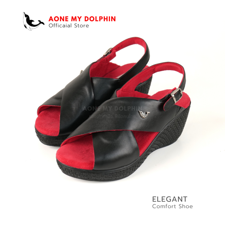 aone-my-dolphin-ลิขสิทธิ์แท้-wd51-รองเท้าส้นสูงหนังแท้-รองเท้าเพื่อสุขภาพ-รองเท้าผู้หญิงพื้นนุ่มใส่สบาย