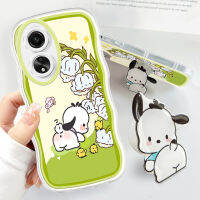 เคสม็อบสำหรับ OPPO A58 4G A78 A77 4G พร้อมที่ยึดนิ่มแฟชั่นเคสโทรศัพท์หยัก Pochacco การ์ตูนป้องกันกล้องคลุมทั้งหมดเคสโทรศัพท์มือถือ