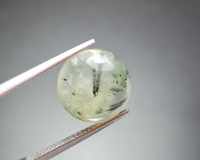 พลอยหลังเบี้ย ไหมเขียว (Green Rutilated Quartz) น้ำหนัก 7.20 ct. ขนาด 12*5.7 mm. พลอยแท้ 100% เนื้อดี ราคาถูก