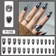 Rosalind Metallic Bright Silver Fake Nails with Environment