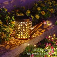 New solar kettle lights led Garden iron hollow projection lamp hanging outdoor courtyard decorative lights supplyCHN-Q