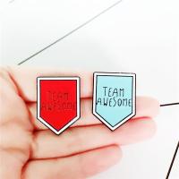 Red Blue Letter Arrow Brooch TEAM AWESOME PIN Team Logo Brooch Jewelry Accessories Brooches Badges Fashion Brooches Pins