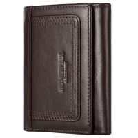 【CC】 Wallet for Men Original Leather Trifold Cards Holder Small Luxury Male Clutch with Coin