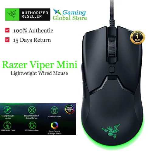 Razer Viper Mini 61g Lightweight Wired Mouse 8500dpi Paw3359 Optical Sensor Chroma Rgb Gaming Mouse Mice Speedflex Cable Lazada