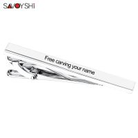 【hot】 SAVOYSHI Carving Name Tie Clip Pin Clasp for Mens Blank Color pins Brand Jewelry