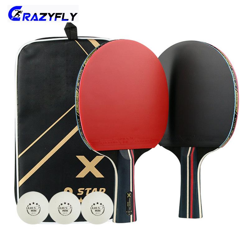Portable Table Tennis Racket Long Handle Ping Pong Bat Paddle Carrying Case Bag 
