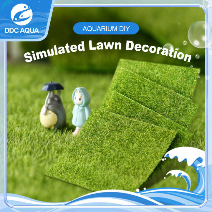 【DDC AQUA】Artificial Aquatic Green Grass Plant Lawn Aquarium Fish Tank Landscape Miniature