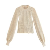 ✺ UNIZERA 2023 New Womens Fashion Round Neck Sleeve Back Knit Top